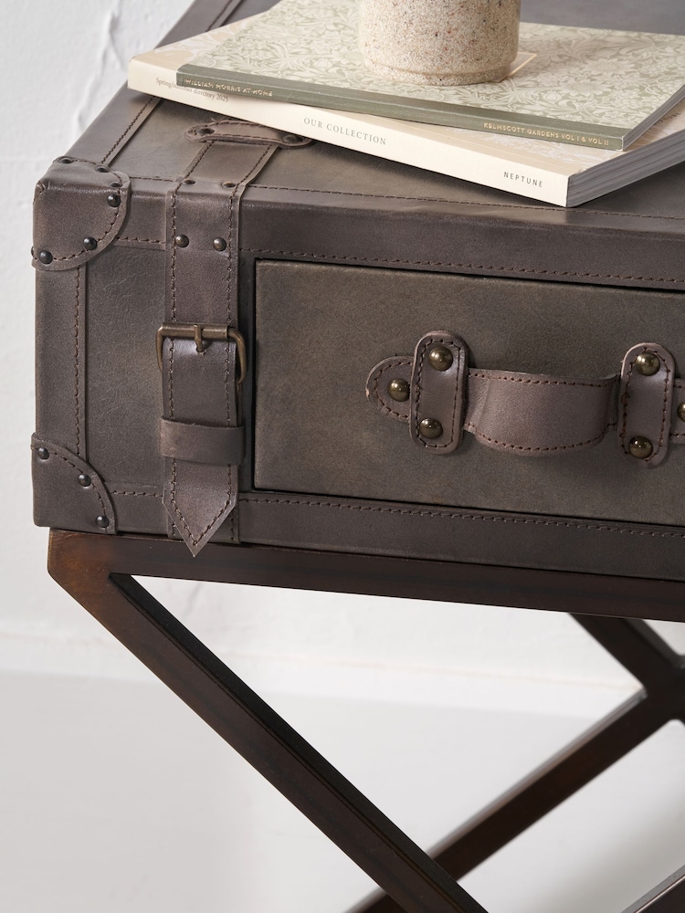 Pacific Peppercorn Adriano Leather Side Table - Image 2 of 6