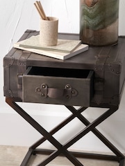 Pacific Peppercorn Adriano Leather Side Table - Image 4 of 6