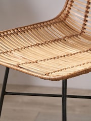 Pacific Natural Rattan Core and Black Metal Bar Stool - Image 3 of 6