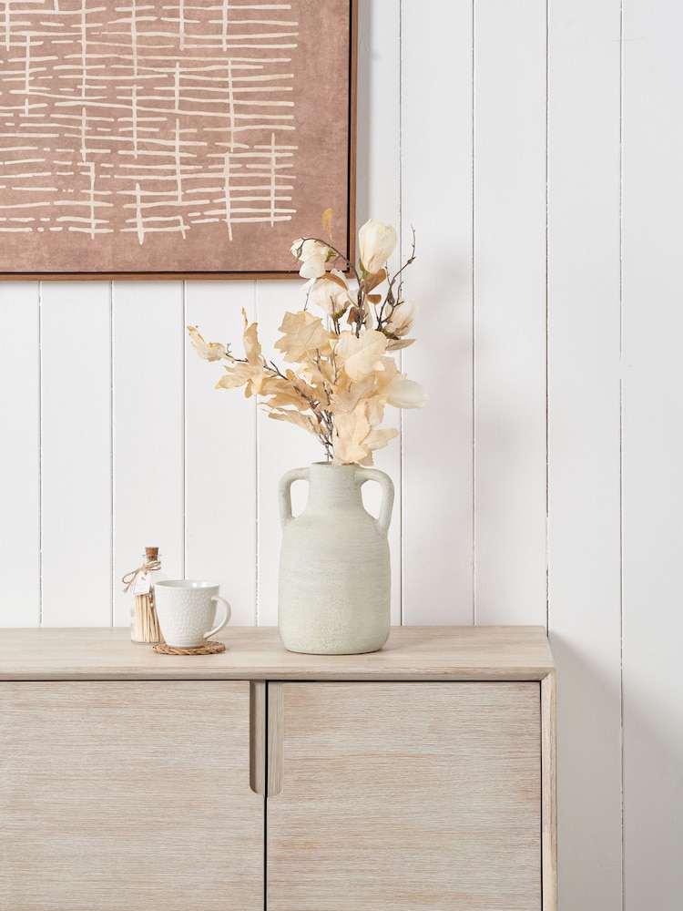 Pacific White Decorative Vase with Medium Handles - Image 1 of 6