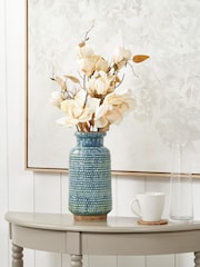 Pacific Blue Theano Dot Design Glaze Vase - Image 1 of 6