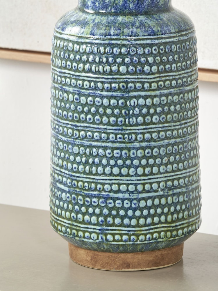 Pacific Blue Theano Dot Design Glaze Vase - Image 2 of 6