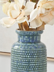 Pacific Blue Theano Dot Design Glaze Vase - Image 3 of 6