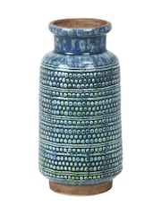 Pacific Blue Theano Dot Design Glaze Vase - Image 5 of 6