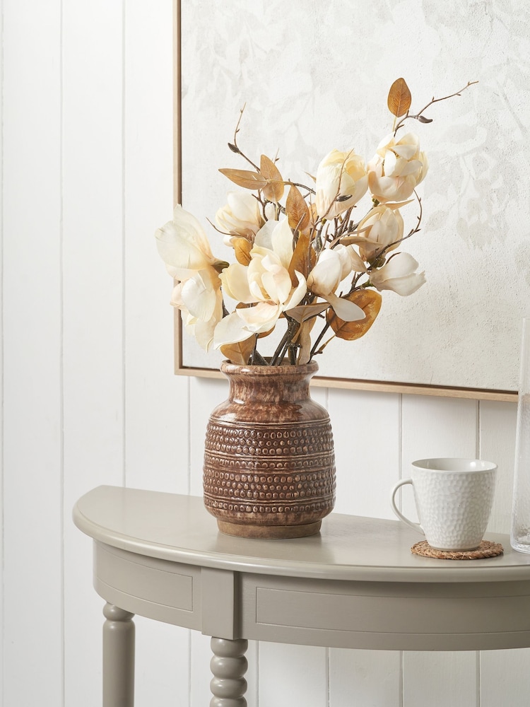 Pacific Brown Theano Dot Design Glaze Vase - Image 1 of 6