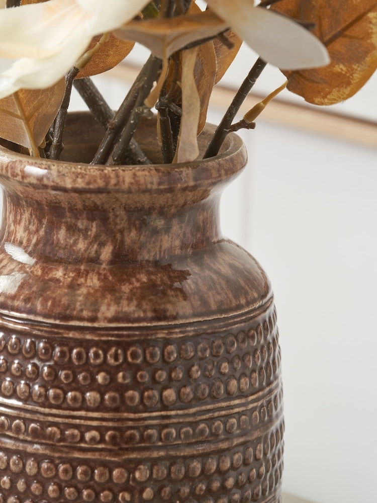 Pacific Brown Theano Dot Design Glaze Vase - Image 2 of 6