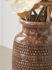 Pacific Brown Theano Dot Design Glaze Vase - Image 3 of 6