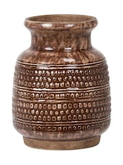 Pacific Brown Theano Dot Design Glaze Vase - Image 5 of 6