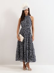 Phase Eight Nita Navy Spot Maxi Dress - Image 3 de 7