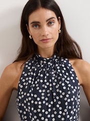Phase Eight Nita Navy Spot Maxi Dress - Image 4 de 7