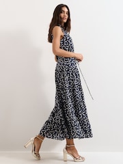 Phase Eight Nita Navy Spot Maxi Dress - Image 6 de 7