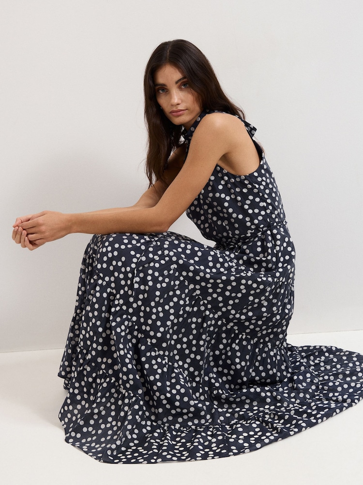 Phase Eight Nita Navy Spot Maxi Dress - Image 7 de 7