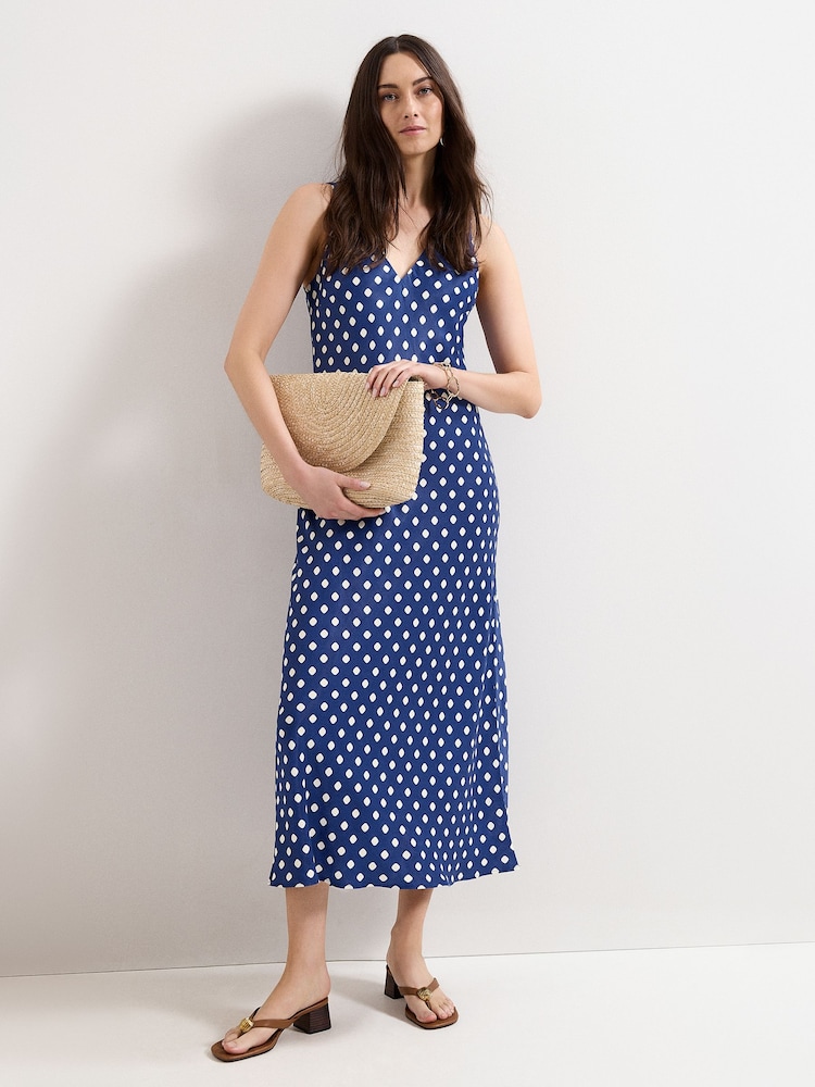 Phase Eight Blue Tina Navy Spot Slip Dress - Image 1 of 6