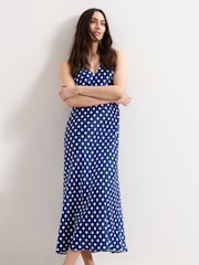 Phase Eight Blue Tina Navy Spot Slip Dress - Image 2 of 6