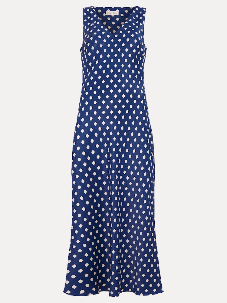 Phase Eight Blue Tina Navy Spot Slip Dress - Image 6 of 6