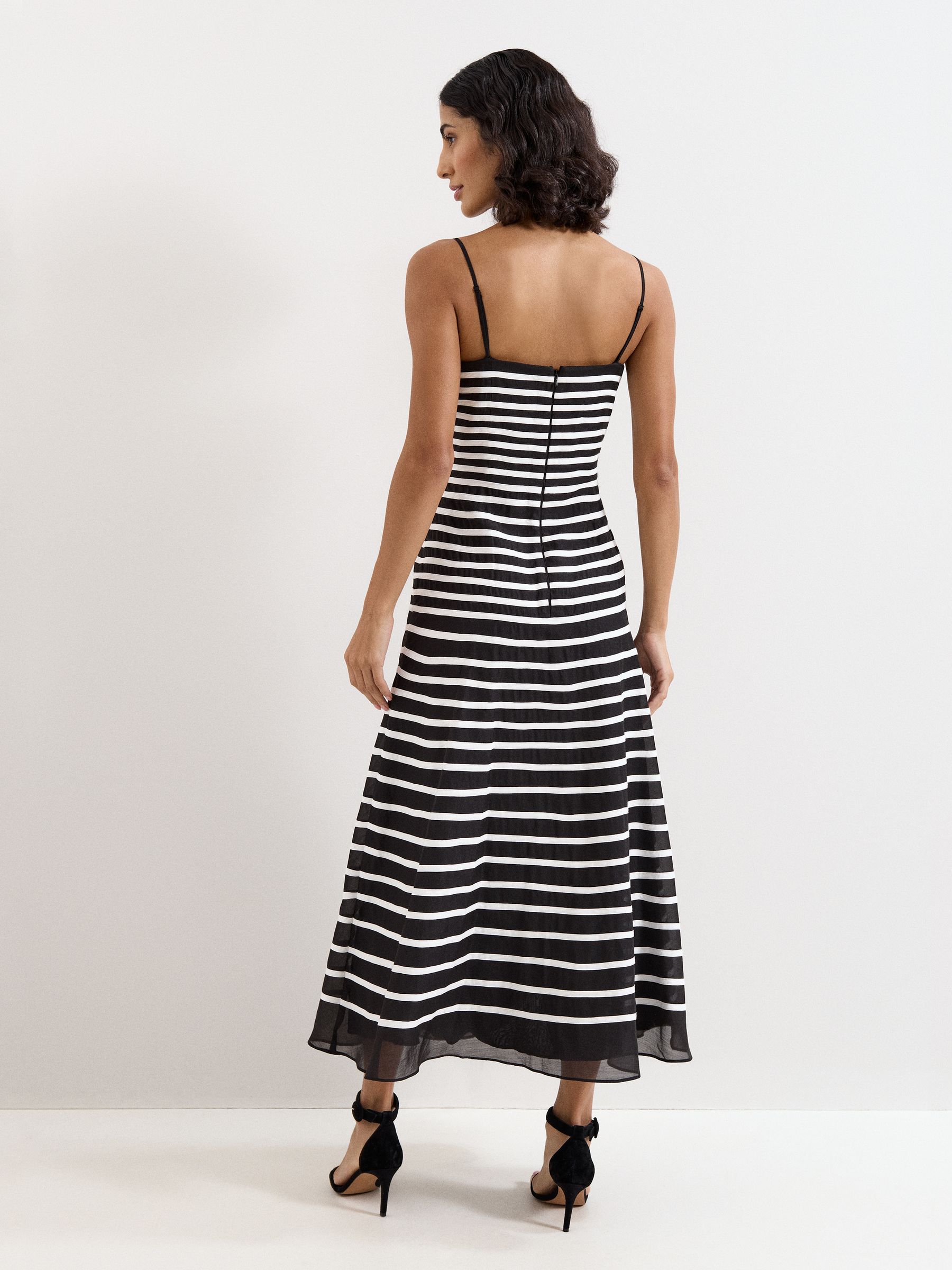 Buy Phase Eight Black & White Laurel Strappy Stripe A-Line Maxi
