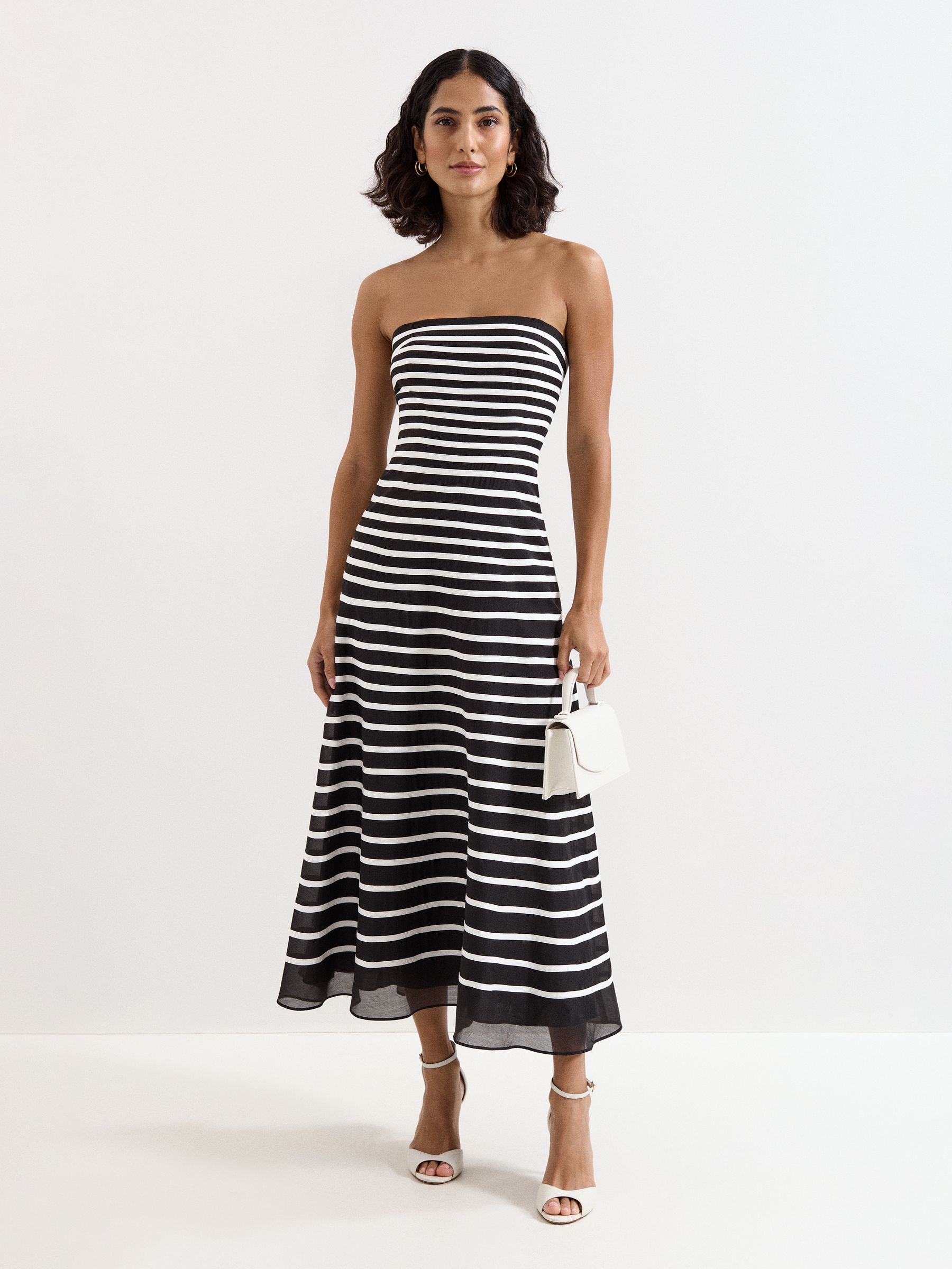 Buy Phase Eight Black & White Laurel Strappy Stripe A-Line Maxi