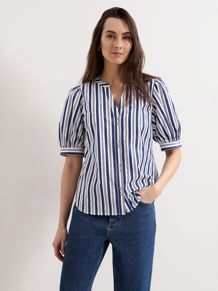 Phase Eight Blue Ariana Stripe Blouse - Image 1 of 7