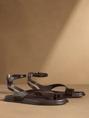 Russell & Bromley Brown Spey Toe Loop Sandals - Image 3 of 8
