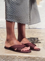 Russell & Bromley Burgundy Tay Woven Sandals - Image 1 of 8