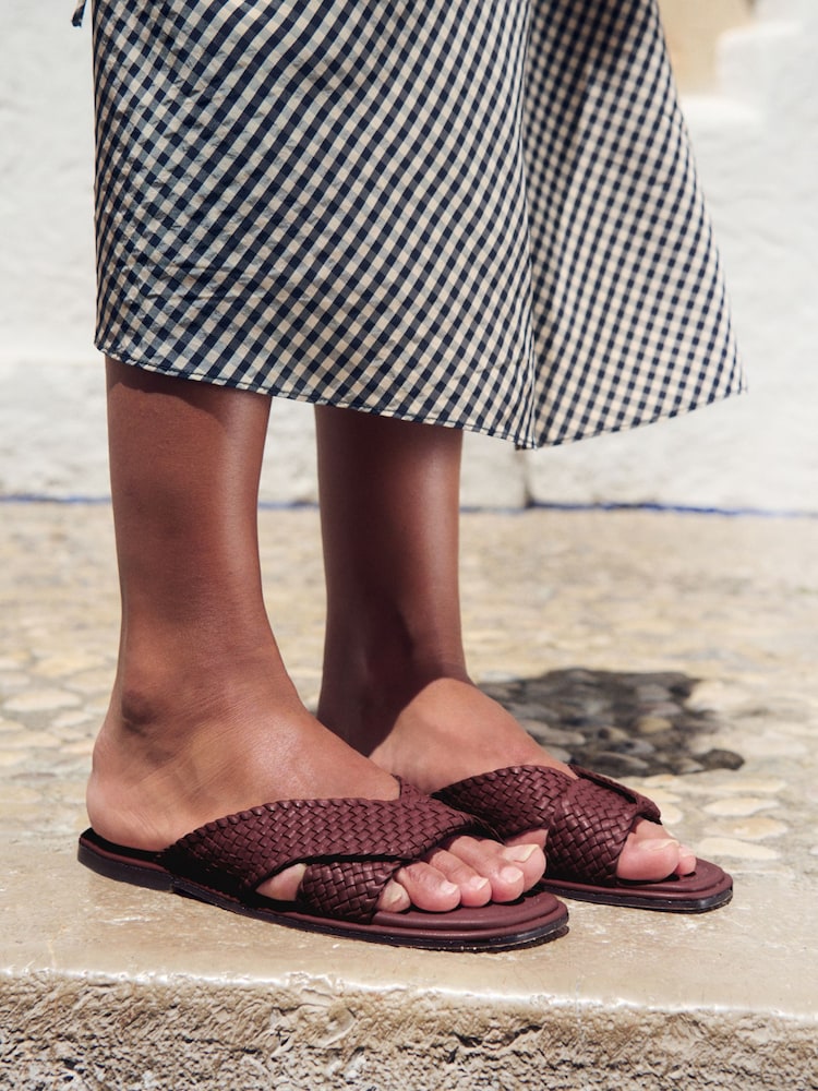 Russell & Bromley Burgundy Tay Woven Sandals - Image 1 of 8