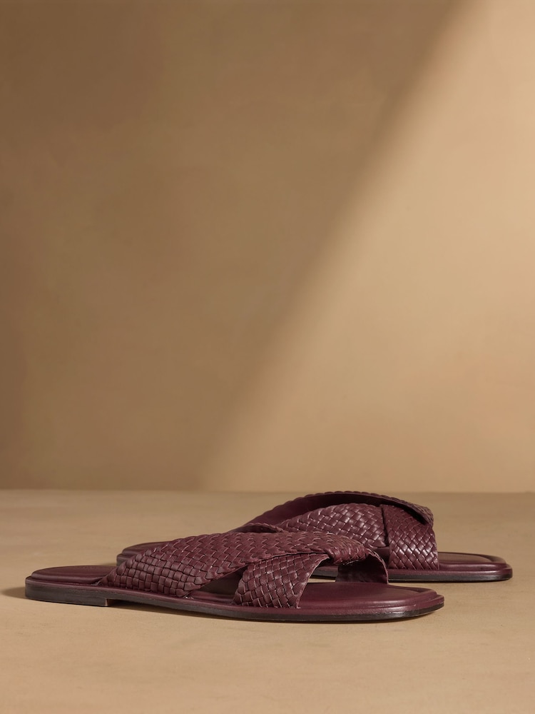 Russell & Bromley Burgundy Tay Woven Sandals - Image 2 of 8