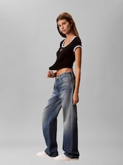 Calvin Klein Black Slim Cotton Stretch Ringer T-Shirt - Image 3 of 5