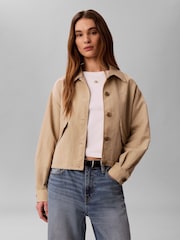 Calvin Klein White Short Nylon Twill Trench Jacket - Image 1 of 5