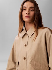 Calvin Klein White Short Nylon Twill Trench Jacket - Image 4 of 5