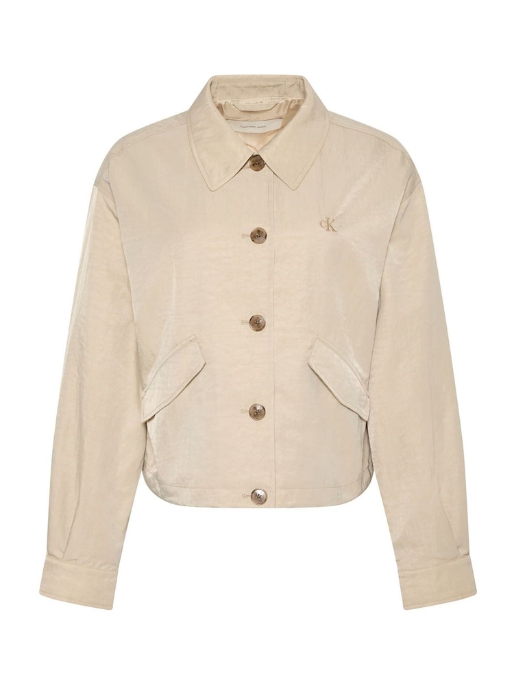 Calvin Klein White Short Nylon Twill Trench Jacket - Image 5 of 5