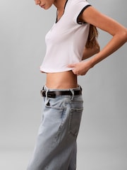 Calvin Klein White Slim Cotton Stretch Ringer T-Shirt - Image 3 of 5