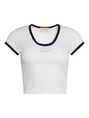 Calvin Klein White Slim Cotton Stretch Ringer T-Shirt - Image 5 of 5