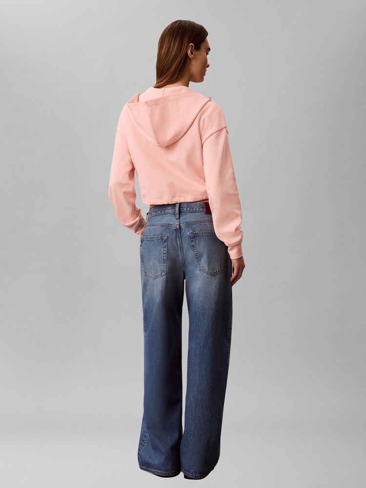 Calvin Klein Pink Monologo Terry Cropped Hoodie - Image 2 of 6