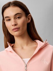 Calvin Klein Pink Monologo Terry Cropped Hoodie - Image 4 of 6