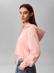 Calvin Klein Pink Monologo Terry Cropped Hoodie - Image 5 of 6