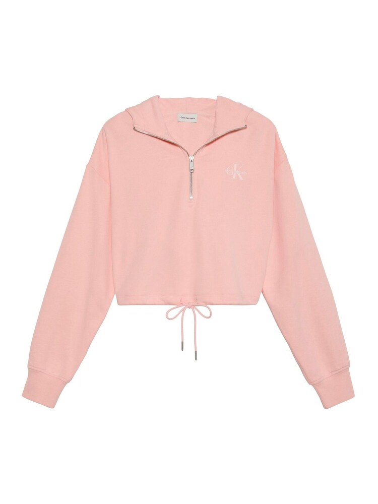 Calvin Klein Pink Monologo Terry Cropped Hoodie - Image 6 of 6