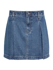 Calvin Klein Blue Pleated Denim Mini Skirt - Image 5 of 5