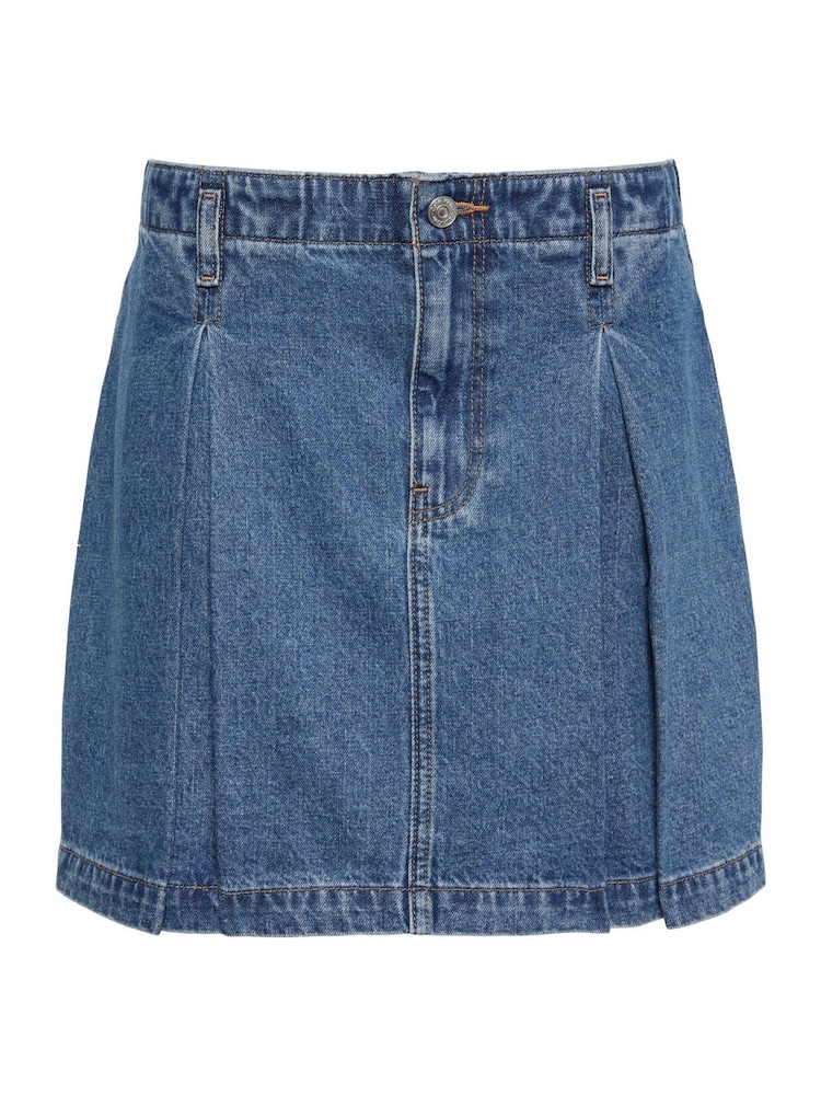 Calvin Klein Blue Pleated Denim Mini Skirt - Image 5 of 5 Calvin Klein Blue Pleated Denim Mini Skirt - Image 5 of 5