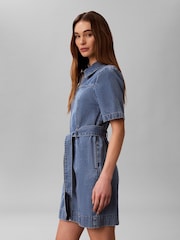 Calvin Klein Blue Belted Denim Shirt Dress - Image 3 of 5