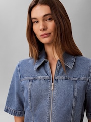 Calvin Klein Blue Belted Denim Shirt Dress - Image 4 of 5