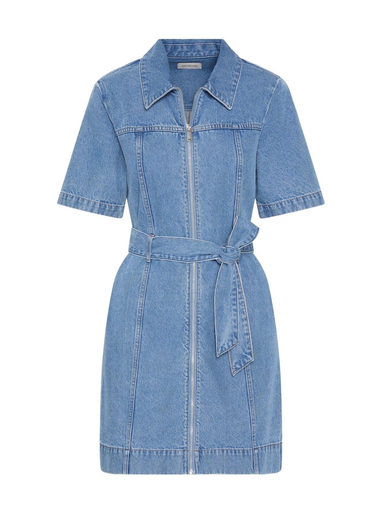 Calvin Klein Blue Belted Denim Shirt Dress - Image 5 of 5