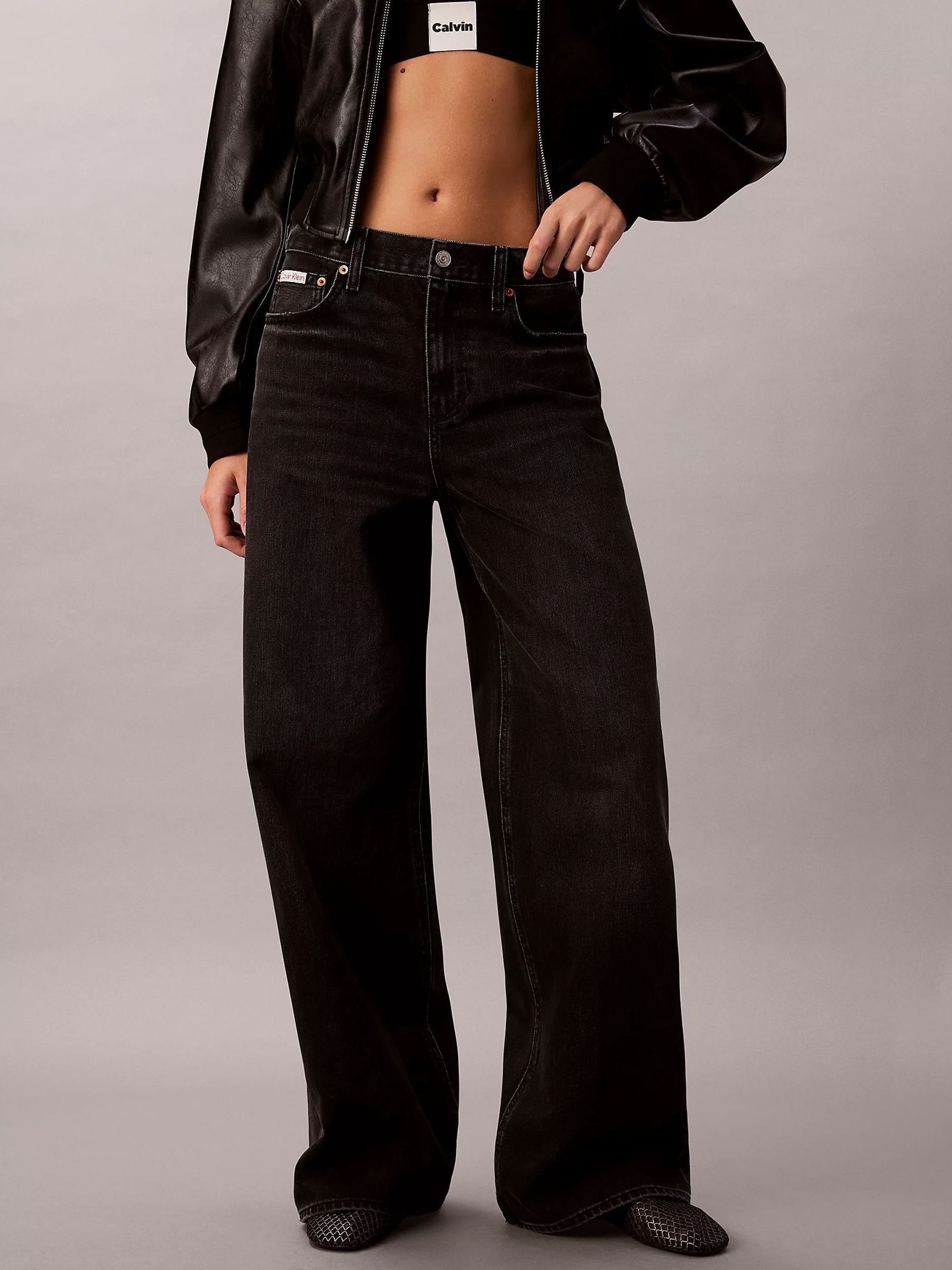 【P35】90s USA製CKブラックデニム W32 フェード極上神シルエット Buy Calvin Klein Black Wide Leg Jeans from Next USA