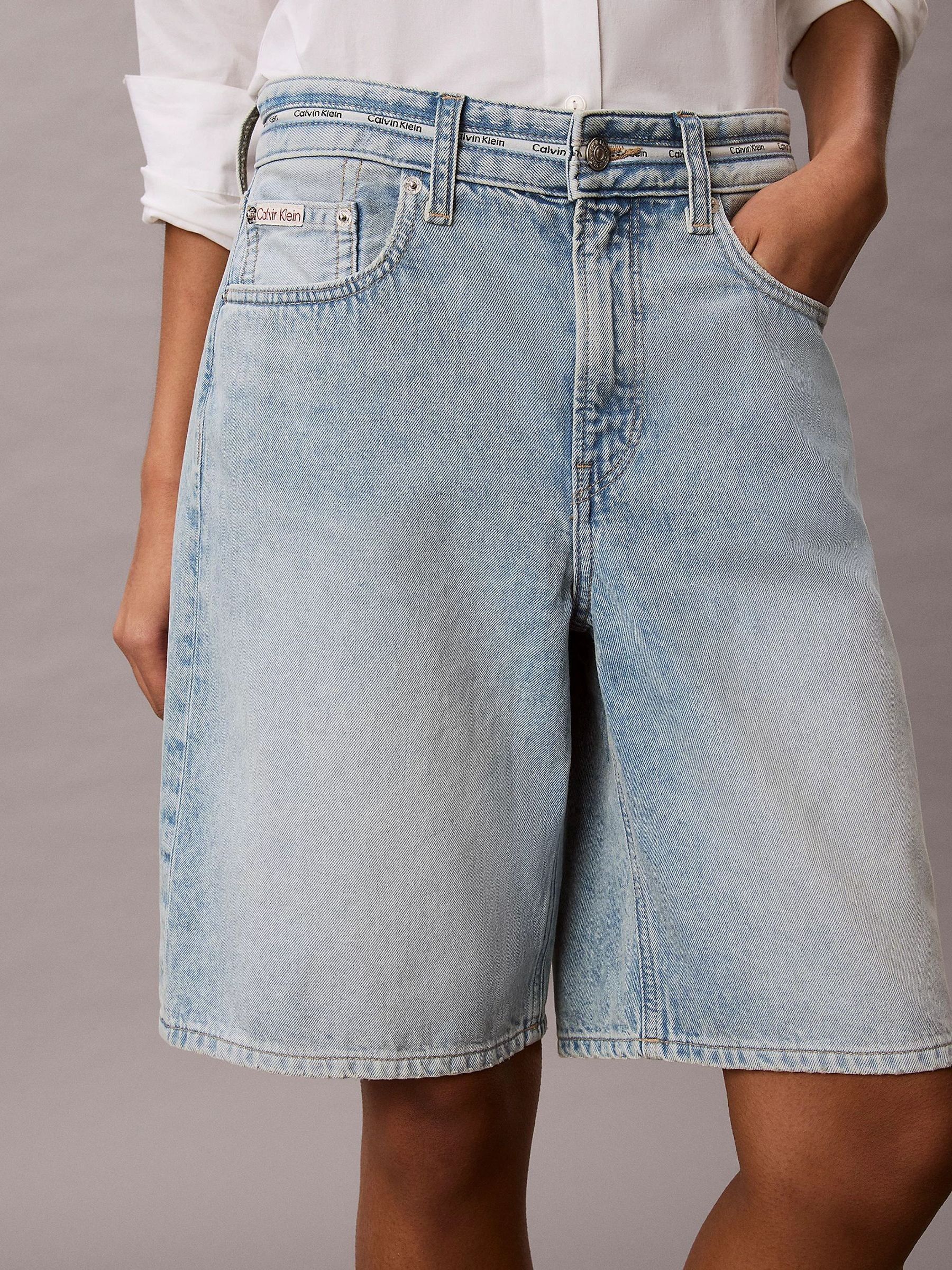 Buy Calvin Klein Blue Logo Tape Denim Bermuda Shorts from Next USA