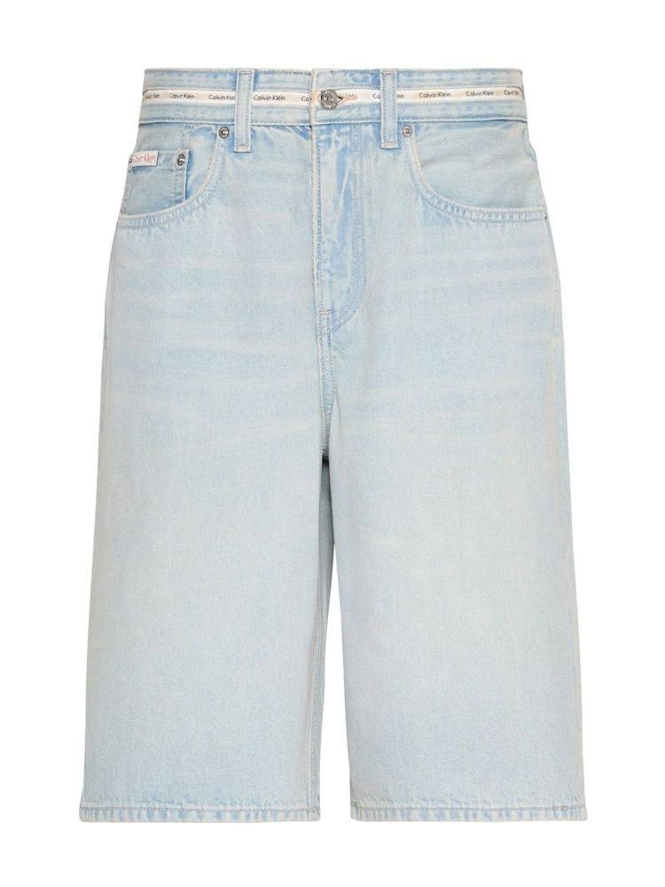 Calvin Klein Blue Logo Tape Denim Bermuda Shorts - Image 1 of 1