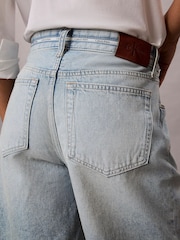 Calvin Klein Blue Logo Tape Denim Bermuda Shorts - Image 4 of 5