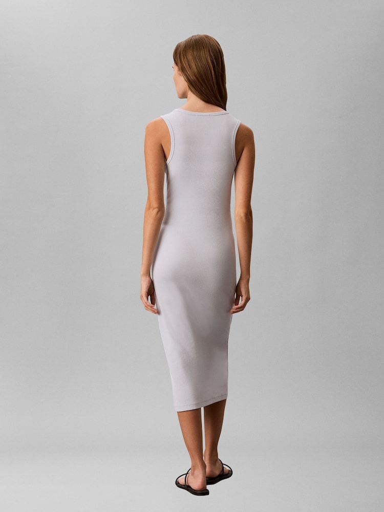 Calvin Klein Blue Ribbed Cotton Midi Tank Dress - Image 2 of 6