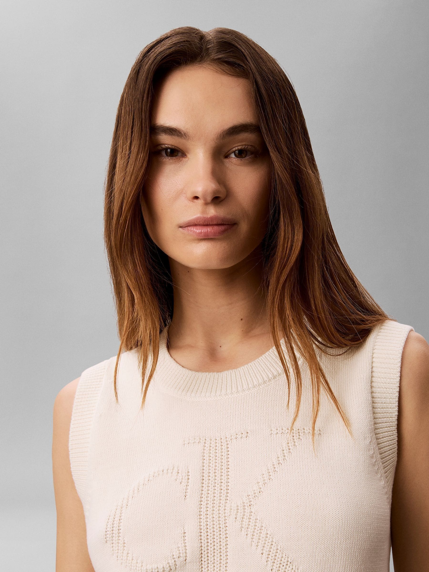 Buy Calvin Klein Natural Textured Monogram Tank Top from Next USA