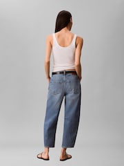Calvin Klein Blue Cropped Barrel Jeans - Image 2 of 6