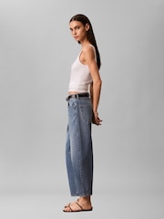 Calvin Klein Blue Cropped Barrel Jeans - Image 3 of 6