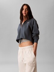 Calvin Klein Blue Monologo Terry Cropped Hoodie - Image 3 of 5